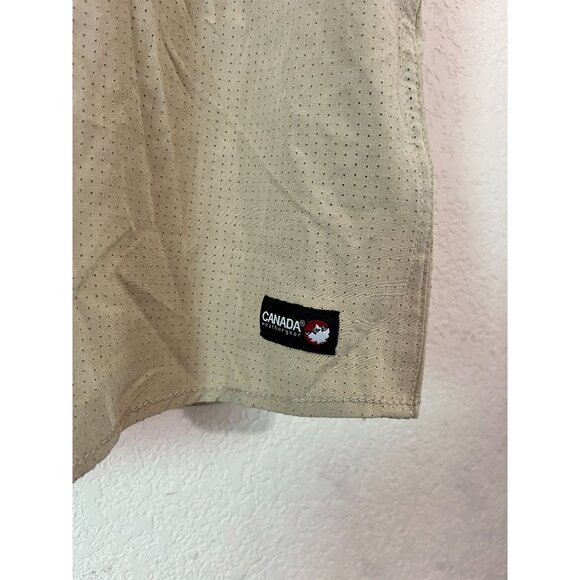 Canada Weathergear Mens Beige Short-Sleeve Button-Down Shirt Large Vented Back - Picture 2 of 12